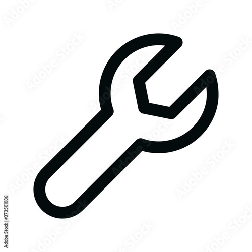 Wrench isolated icon, web site settings linear icon, repair system outline vector icon with editable stroke