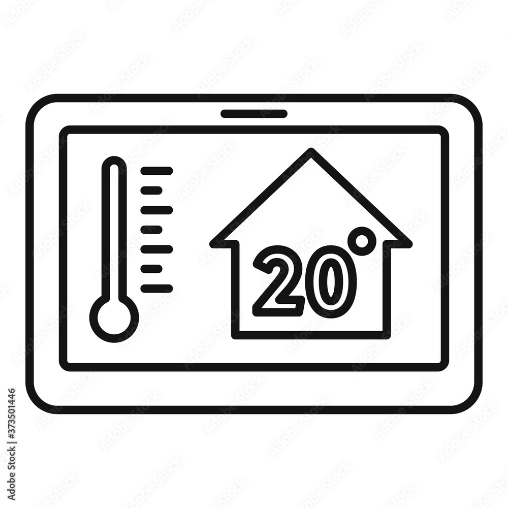 Tablet home climate control icon. Outline tablet home climate control vector icon for web design isolated on white background Tablet home climate control icon. Outline tablet home climate control vector icon for web design isolated on white background