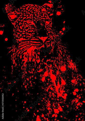Red leopard design with a black background