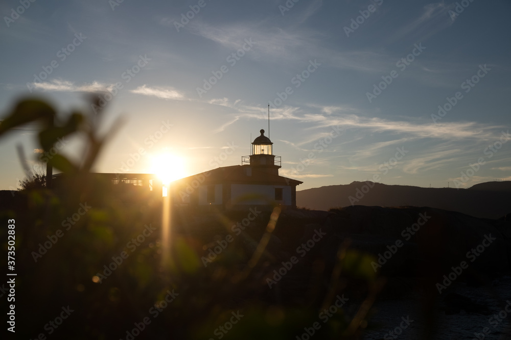 Lighthouse at sunset in Arousa, Galicia, Spain