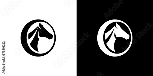 logo head of a horse in a circle, in the letter O