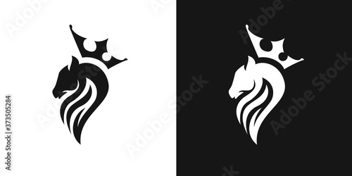royal horse, abstract horse logo with crown