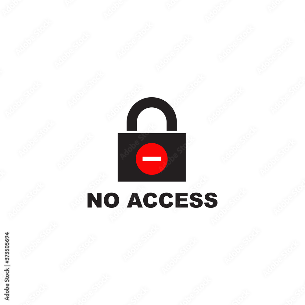 No access logo design incorporated with locked padlock icon No access logo design incorporated with locked padlock icon