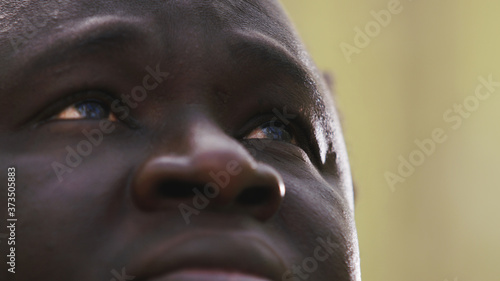 Black lives matter. Close up shot of african man looking up. High quality photo