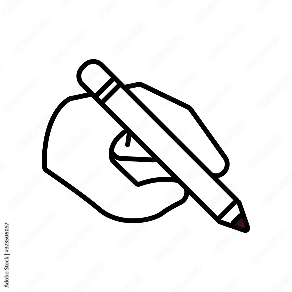 hand with pencil writing line style icon hand with pencil writing line style icon