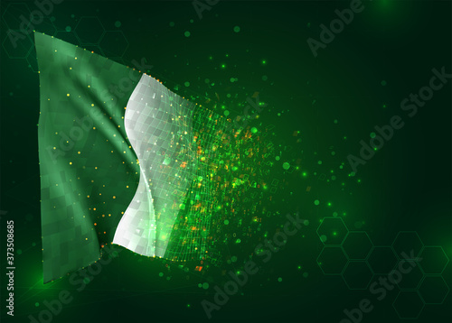 vector 3d flag on green background with polygons