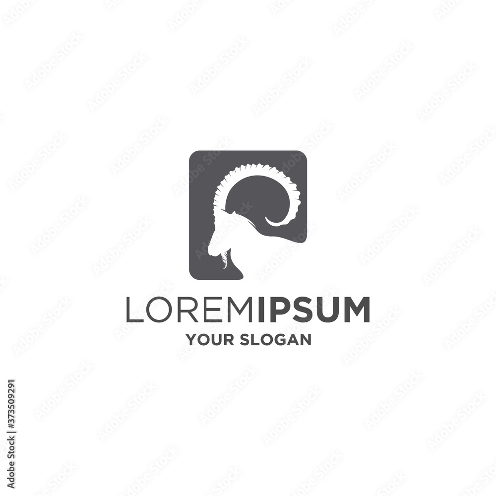 ibex horn silhouette logo vector ibex horn silhouette logo vector