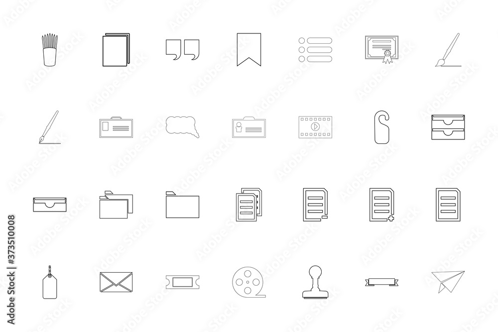 Web documents black color set outline style image Web documents black color set outline style image