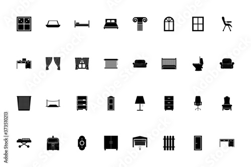Furniture black color set solid style image