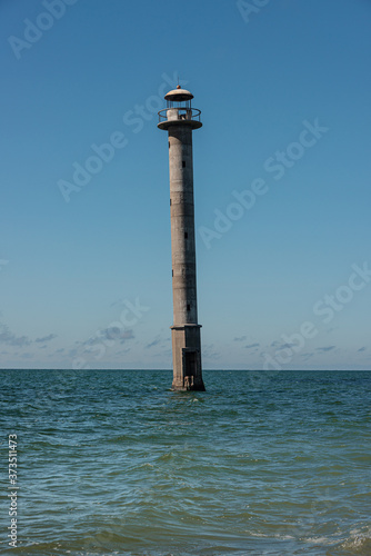 Abandonded leaning lighthouse in the Baltic Sea located on the estonian island of saaremaa, Estonia