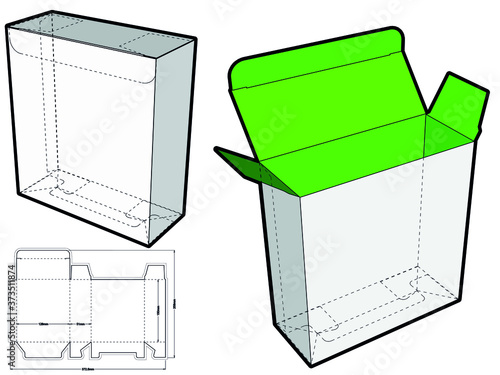 Simple Packaging Box (Internal measurement 12.8x5.1x15cm) and Die-cut Pattern. The .eps file is full scale and fully functional. Prepared for real cardboard production.