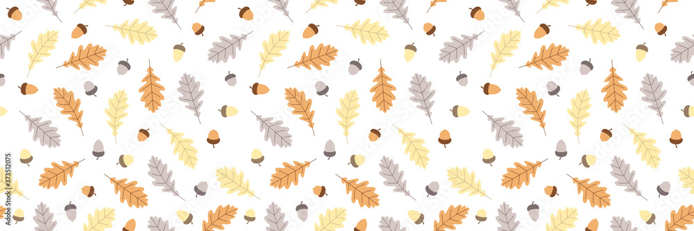 Seamless pattern with oak leaves and acorns. Seamless pattern with oak leaves and acorns.