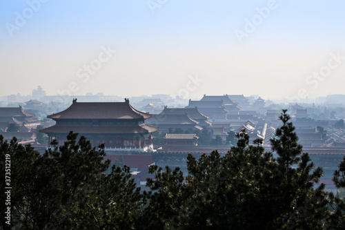 forbbiden city skyline in beijing china