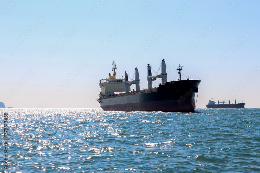 Cargo ship at sea 