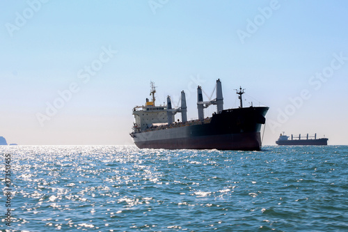 Cargo ship at sea 