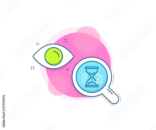 Sand watch sign. Research complex icon. Time hourglass refresh line icon. Analytics or analysis banner. Hourglass sign. Vector
