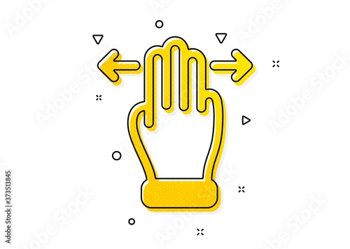 Slide arrow sign. Multitasking gesture icon. Swipe action symbol. Yellow circles pattern. Classic multitasking gesture icon. Geometric elements. Vector