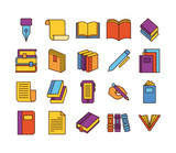 bundle of twenty books literature set icons