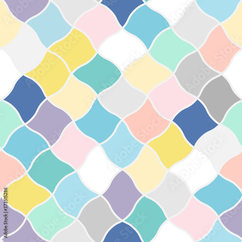 Vector seamless pattern rhombuses in different bright colors. For wallpapers, decoration, invitation, fabric, textile and print, web page background, gift and wrapping paper. 