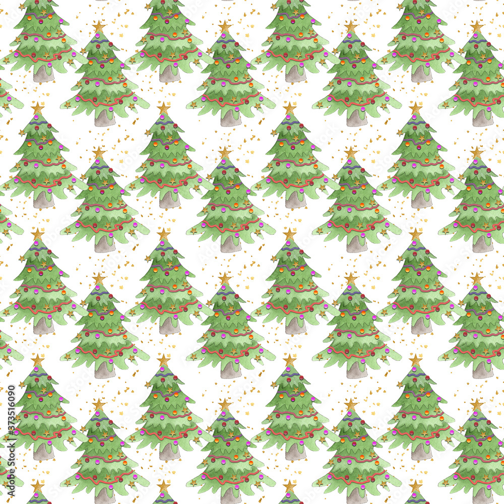 Seamless watercolor Christmas and New Year pattern design Seamless watercolor Christmas and New Year pattern design