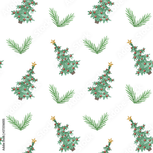 Seamless watercolor Christmas and New Year pattern design