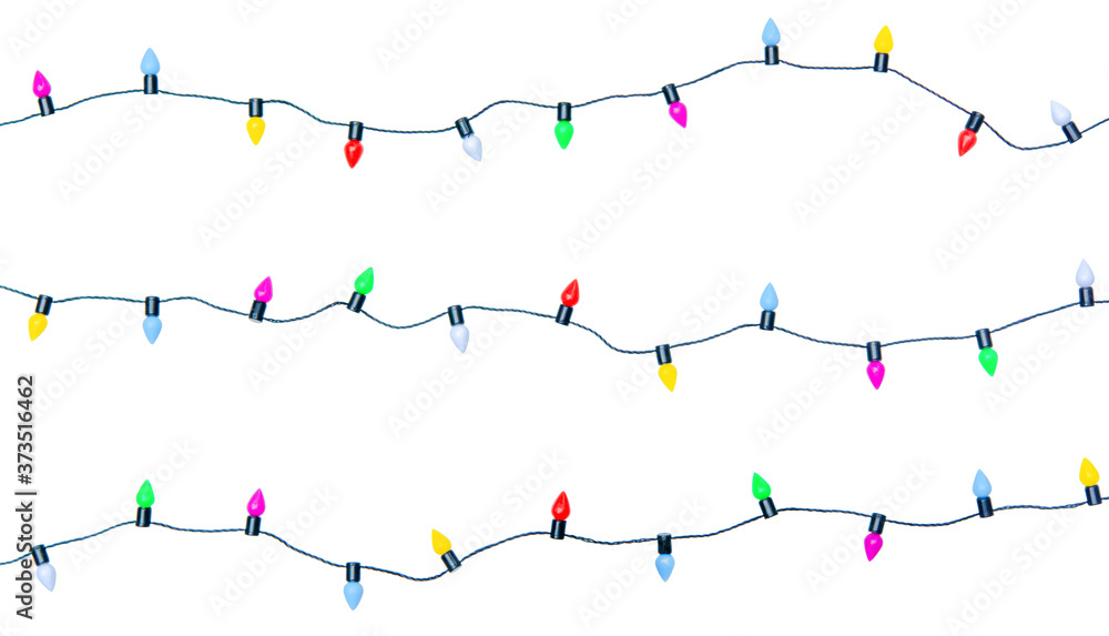 Fototapeta Christmas lights string isolated on white background With clipping path..