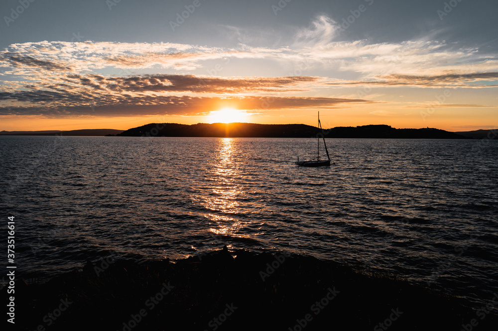 Sunset over a boat