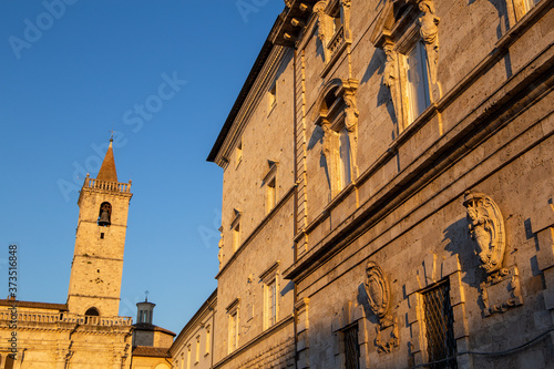 ascoli piceno medieval city historic center marche italy photo