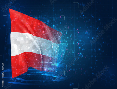 vector 3d flag on blue background