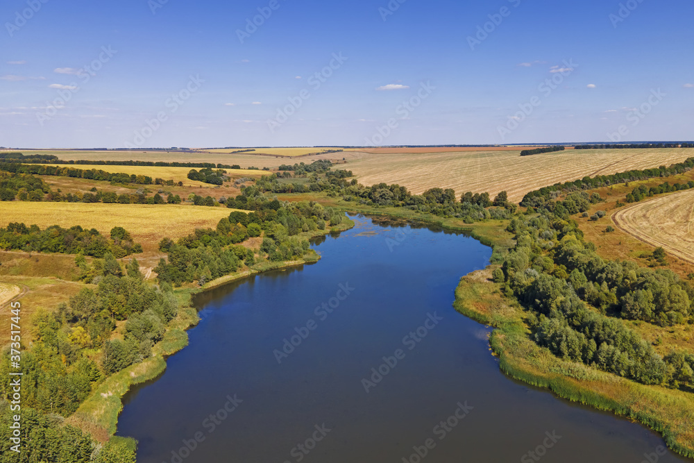 Beautiful scenic rural landscape, aerial view.