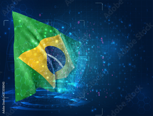 vector 3d flag on blue background