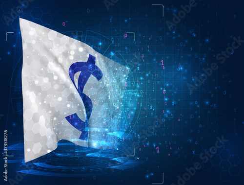 vector 3d flag on blue background