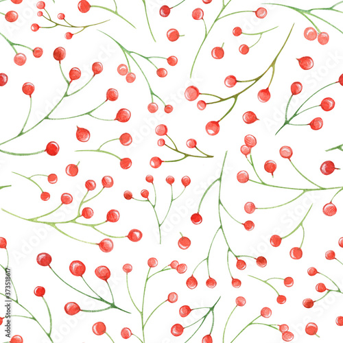 This is a watercolor autumn berries seamless pattern. Hand-drawn berries illustration. You can use this set in your projects, for example print on fabric or on a napkin. 