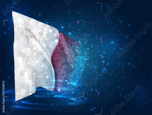vector 3d flag on blue background