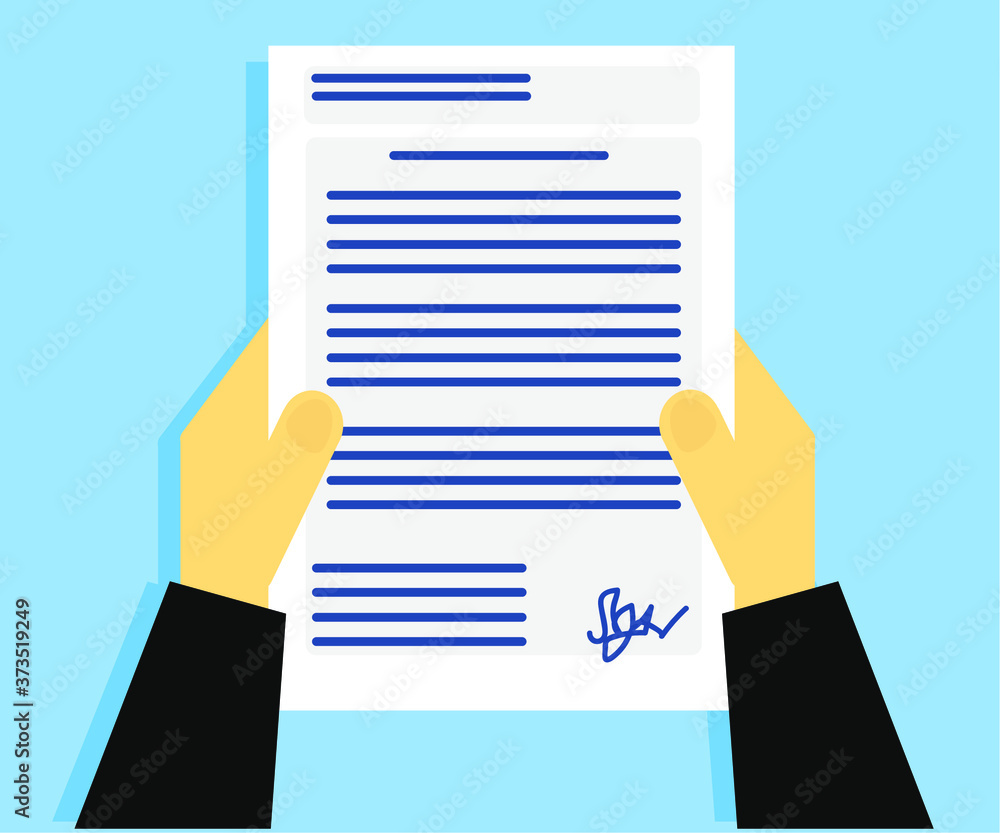 Document in hands on the background. Cartoon. Vector illustration. Document in hands on the background. Cartoon. Vector illustration.