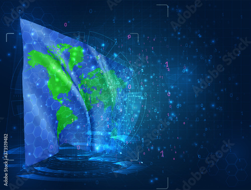 vector 3d flag on blue background