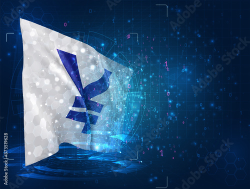 vector 3d flag on blue background