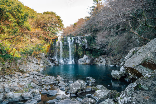 Cheonjeyeon waterfall in Jeju Island, Korea