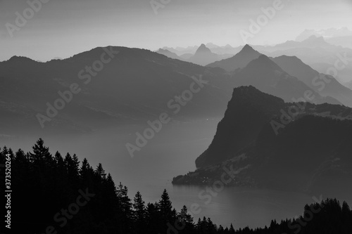 mountain landscape with fog