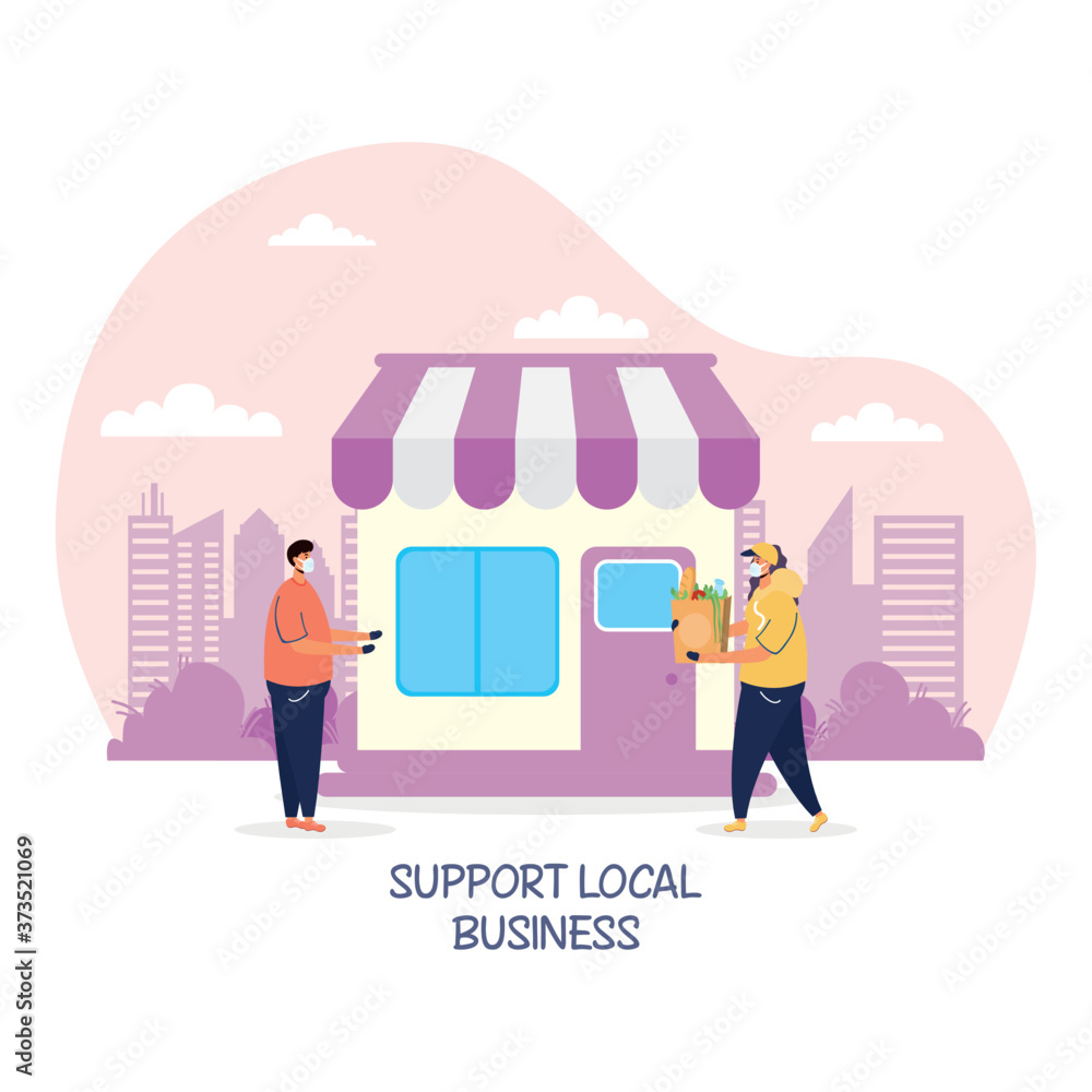support local business campaign with store building