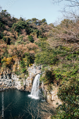 Cheonjeyeon waterfall in Jeju Island  Korea