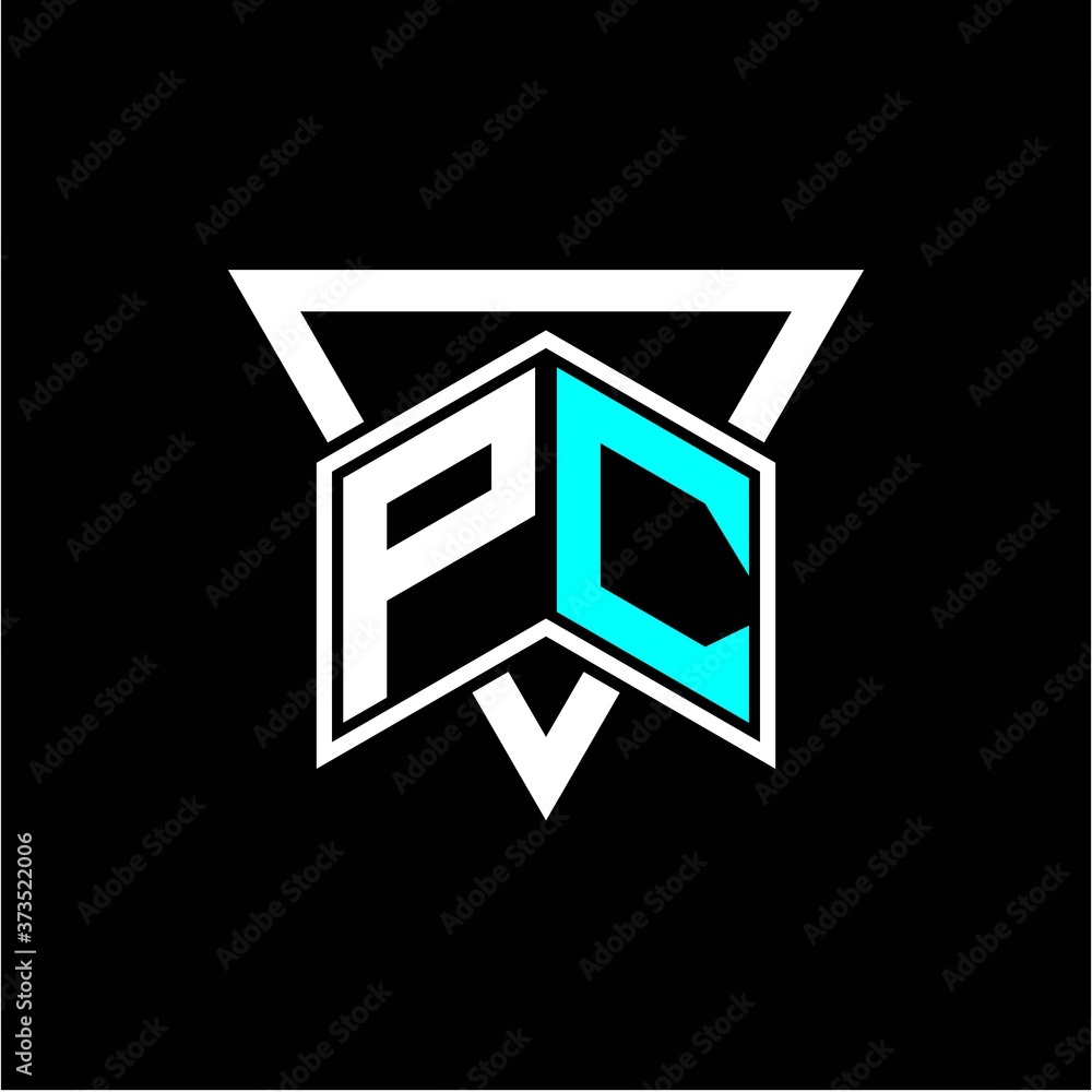 The letter P C monogram is perfect for game initials, greeting cards, logos, posters and more The letter P C monogram is perfect for game initials, greeting cards, logos, posters and more