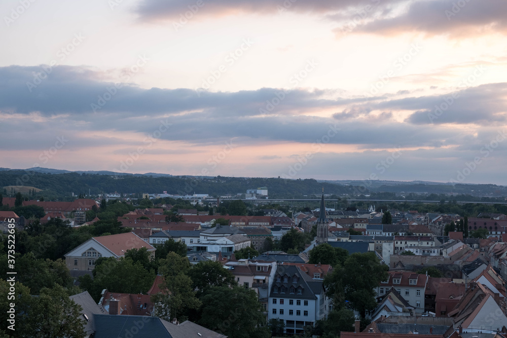 panorama of the evening city of Pirna, Germany