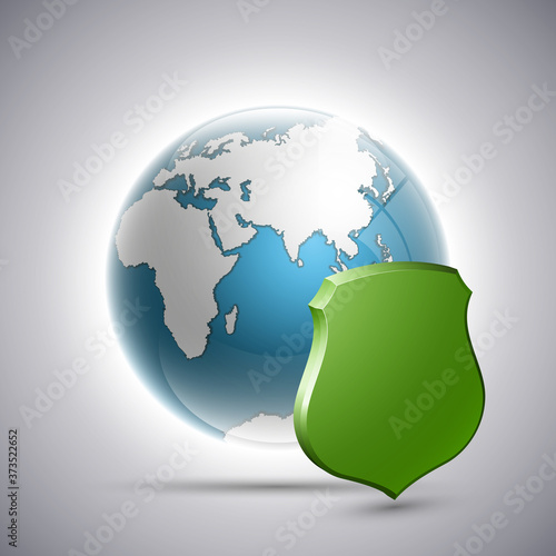 Planet protected icon, Earth for shield. Security World, Peace saved