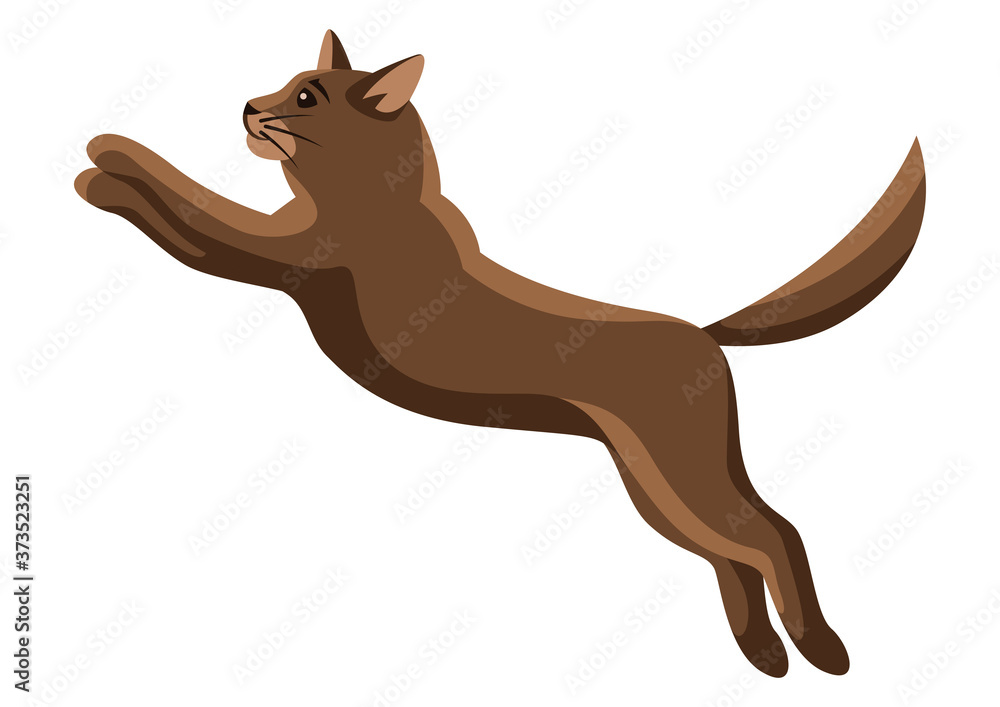 Stylized illustration of jumping cat.