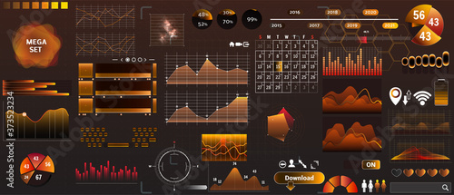 golden-yellow vector HUD set in trend colors for design
