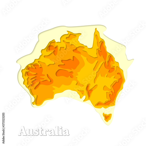 Happy Australia republic day. Typographic poster paper cut style. Lettering greeting card. National banner poster. Multilayer paper cut applique Australian. Republic day celebration paper art style
