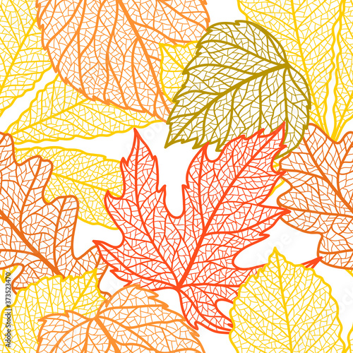 Seamless floral pattern with autumn foliage.