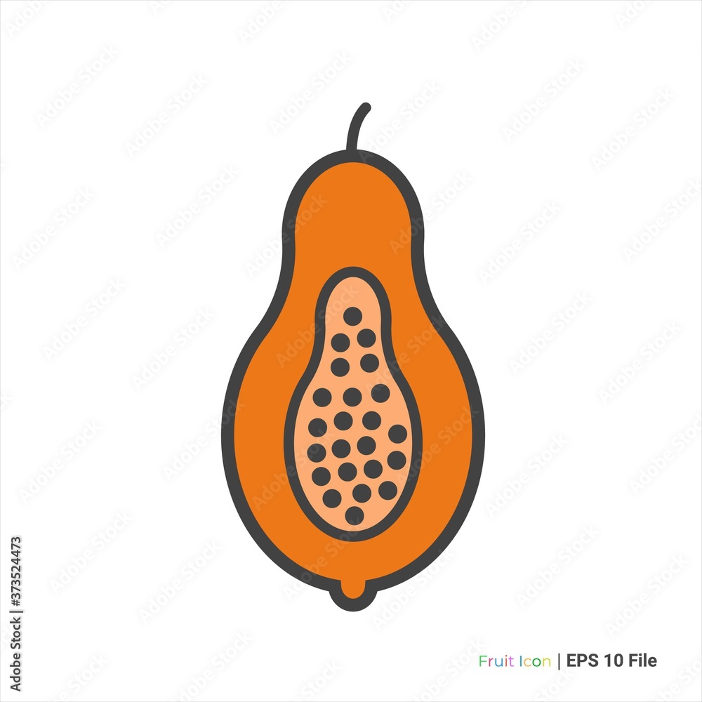 Papaya fruit outline icon vector design. isolated on white background Papaya fruit outline icon vector design. isolated on white background