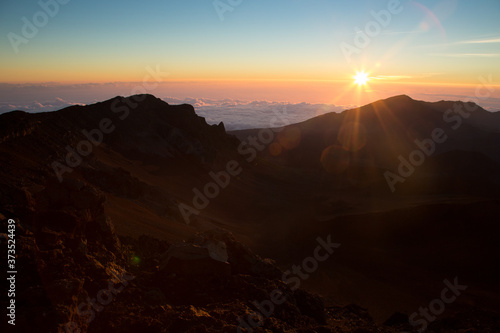 Haleakala volcano at sun rise 